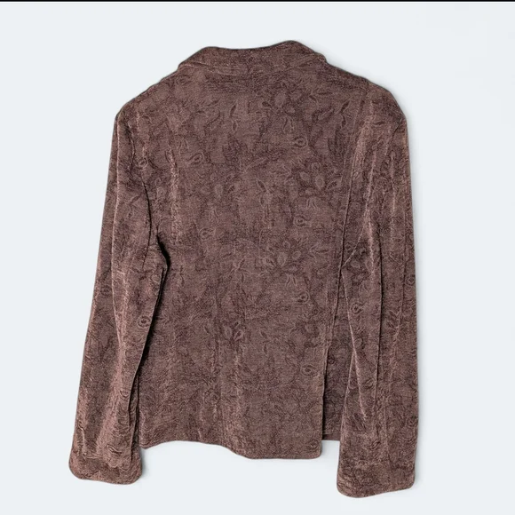 Croft & Barrow Floral Textured Jacquard Brown Blazer Classic Cozy Career Jacket - Picture 3 of 16